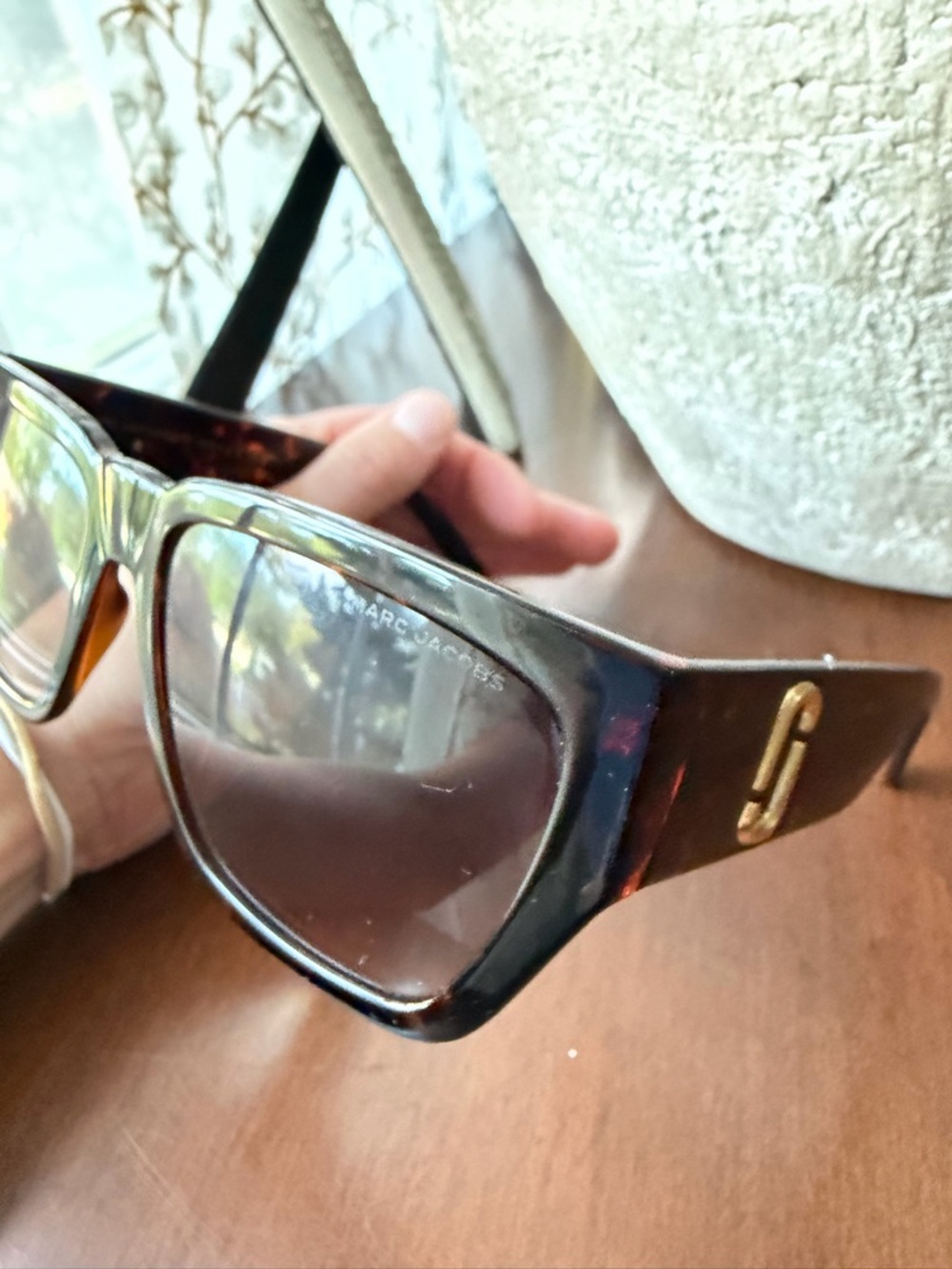 Marc Jacobs Tortoiseshell Square Sunglasses - Dark Brown Lenses - Picture 6 of 6